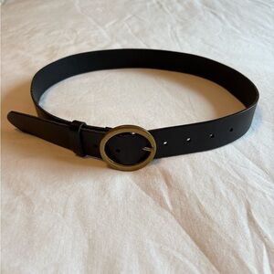 Aritzia Auxiliary Black Leather with Brass Buckle Belt